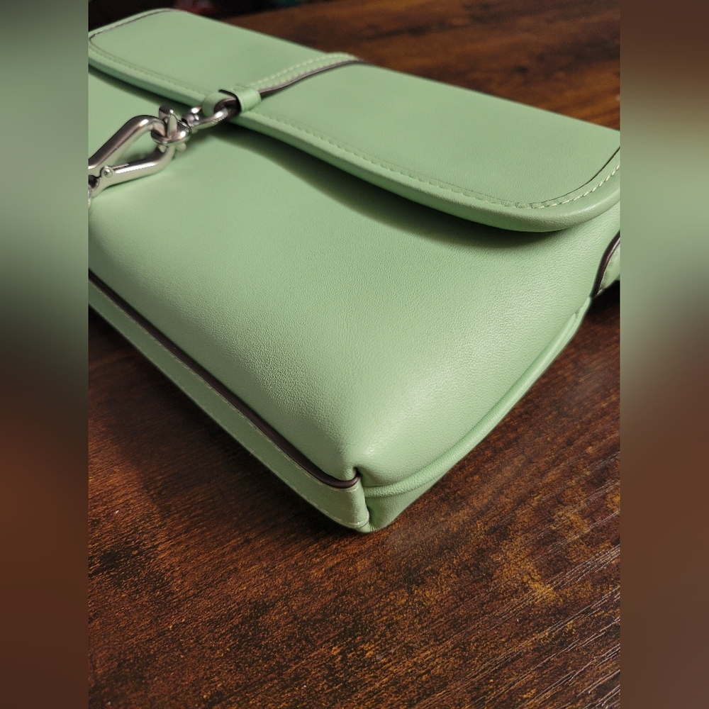 Coach Hamptons Small Leather Shoulder Bag.  Color: Pale Pistachio - Picture 9 of 16